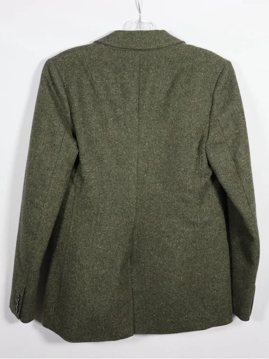 Banana Republic Tweed Blazer Size 4 Green Wool Classic Tailored Jacket - Picture 8 of 11